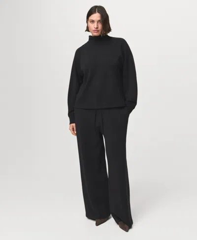 Mango Drawstring Straight Leg Pants In Black