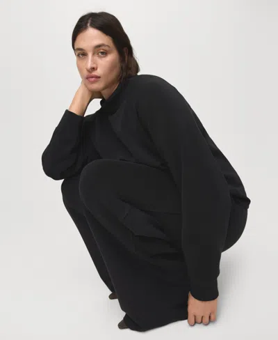 Mango Drawstring Straight Leg Pants In Black