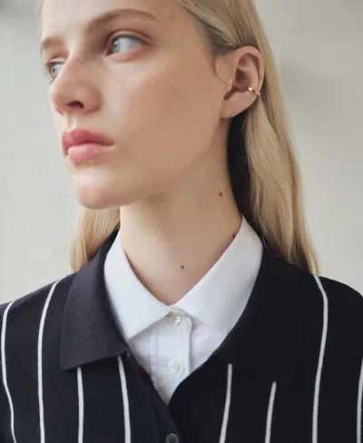 Mango Women's Striped Polo-neck Sweater In Blue