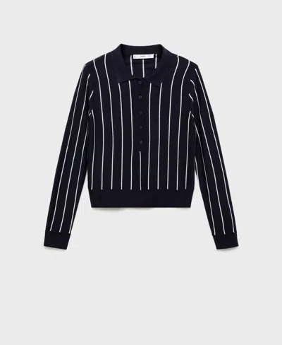 Mango Women's Striped Polo-neck Sweater In Blue