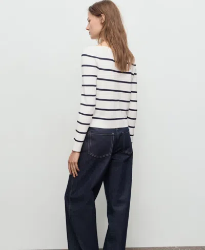 Mango Fine-knit Boat-neck Sweater Ecru In Multi