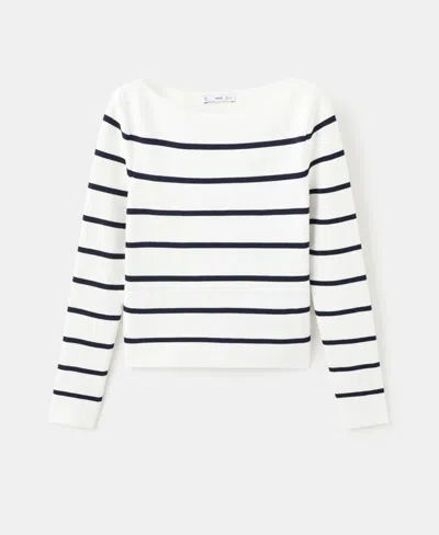 Mango Fine-knit Boat-neck Sweater Ecru In Multi