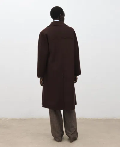 Mango Picarol Double Breasted Wool Blend Coat In Brown
