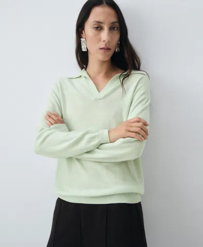 Mango Women's Wool Polo-neck Sweater In Green