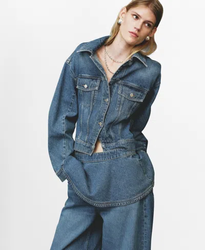 Mango Fitted Denim Jacket With Pockets Medium Blue In Blue