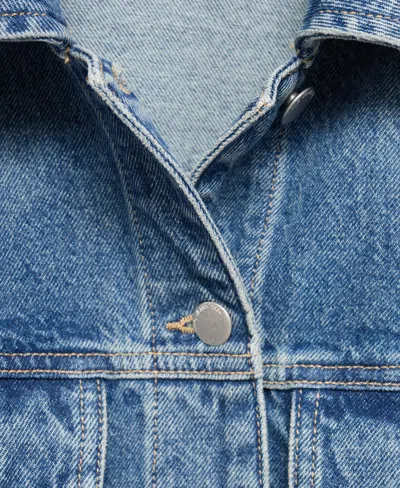 Mango Fitted Denim Jacket With Pockets Medium Blue In Blue