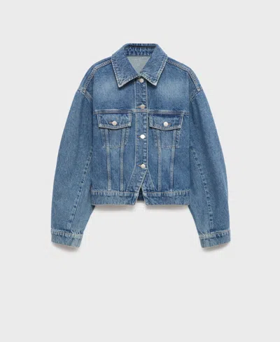 Mango Fitted Denim Jacket With Pockets Medium Blue In Blue