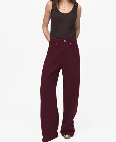 Mango High-waisted Barrel Jeans Wine In Burgundy