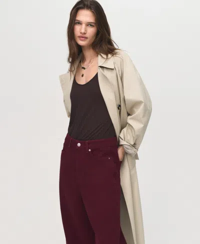Mango High-waisted Barrel Jeans Wine In Burgundy