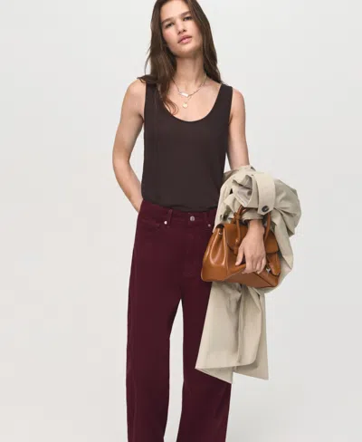 Mango High-waisted Barrel Jeans Wine In Burgundy
