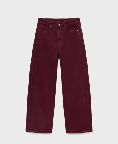 Mango High-waisted Barrel Jeans Wine In Burgundy