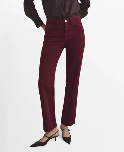 Mango Matilda Medium-rise Straight-fit Jeans Wine In Burgundy