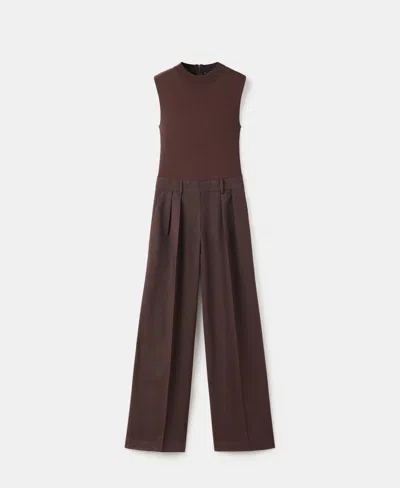 Mango Women's Combined Design Pinstripe Jumpsuit In Brown