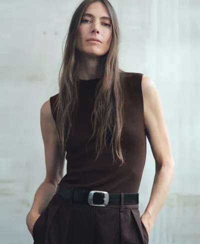 Mango Women's Combined Design Pinstripe Jumpsuit In Brown