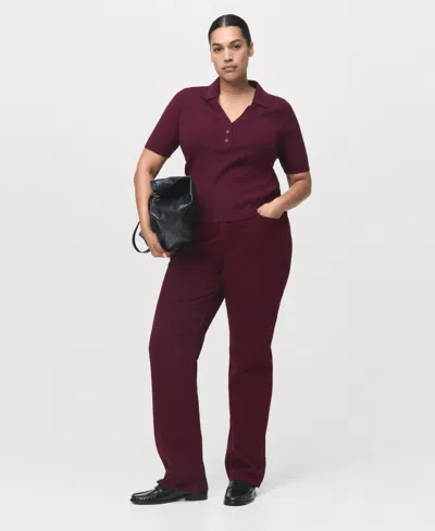 Mango Matilda Medium-rise Straight-fit Jeans Wine In Burgundy