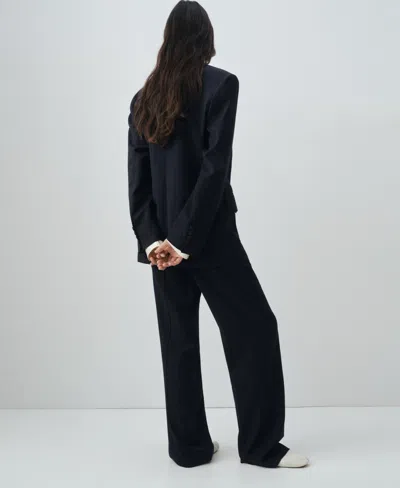 Mango Women's Double-breasted Pinstripe Blazer In Blue