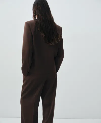 Mango Cris Capsule Pleat Front Tailored Pants In Brown