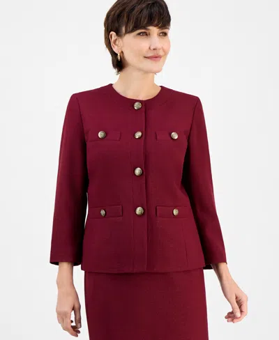 Le Suit Women's Pencil Skirt Suit Set, Regular & Petite In Burgundy