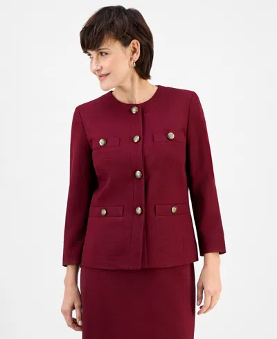 Le Suit Women's Pencil Skirt Suit Set, Regular & Petite In Burgundy