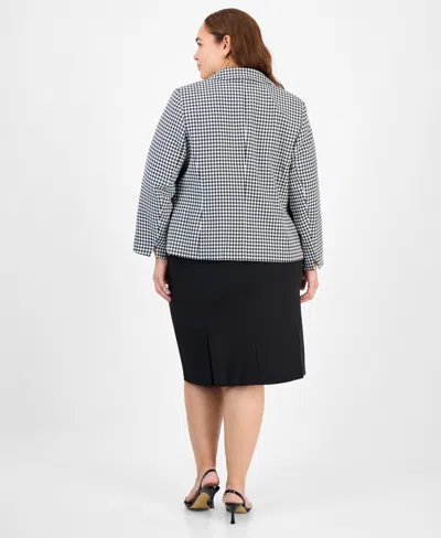 Le Suit Plus Size Pencil Skirt Houndstooth Suit Set In Multi