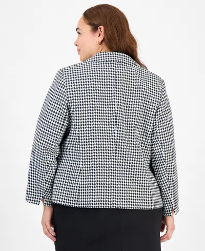 Le Suit Plus Size Pencil Skirt Houndstooth Suit Set In Multi