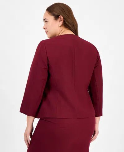 Le Suit Plus Size Sleeveless Sheath Dress Suit Set In Burgundy
