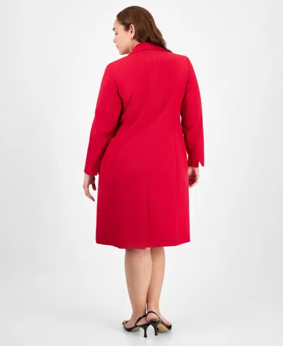 Le Suit Plus Size Sleeveless Sheath Dress Suit Set In Red
