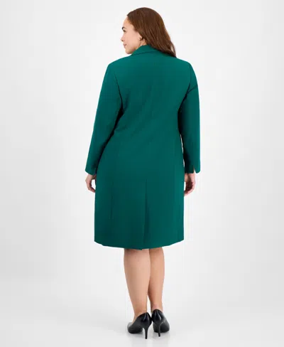 Le Suit Plus Size Sleeveless Sheath Dress Suit Set In Green