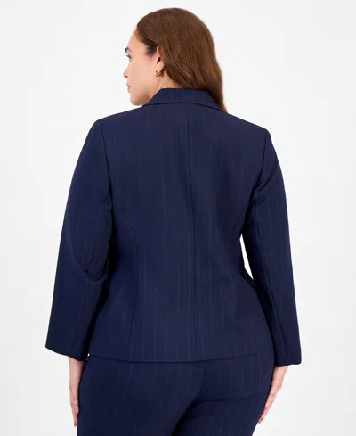 Le Suit Women's Notch-collar One-button Pantsuit Set In Blue