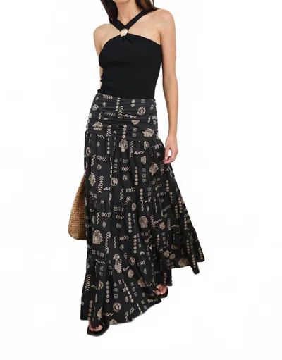 Rails Agatha Floral Tiered Cotton Maxi Skirt In Black