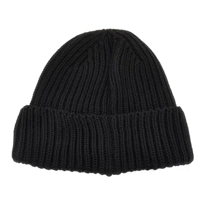 C.p. Company Goggle Lenses Wool Beanie Hat In Black