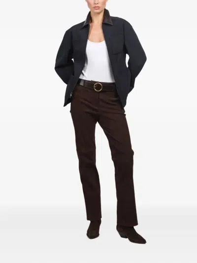 Tibi Contrast-collar Zip-up Jacket In Blue