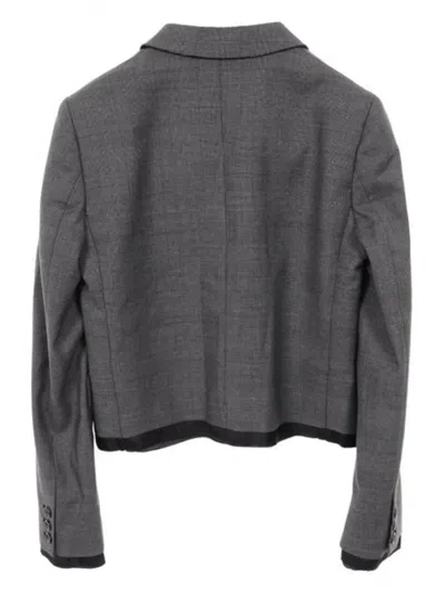 Pre-owned Miu Miu 2010s Prince Of Wales-check Jacket In Gray