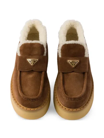 Prada Suede Loafers In Brown