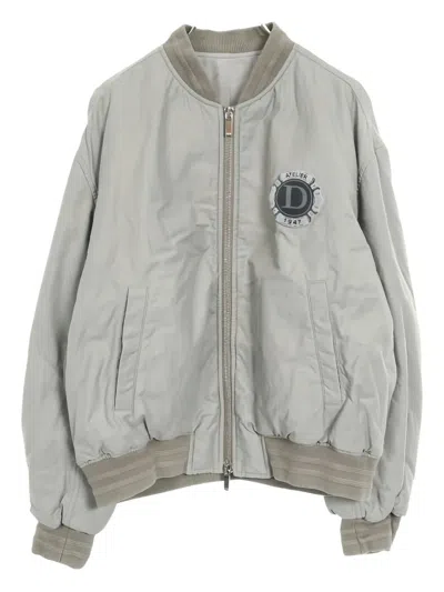 Pre-owned Dior 2010s Logo Patch Bomber Jacket In Gray