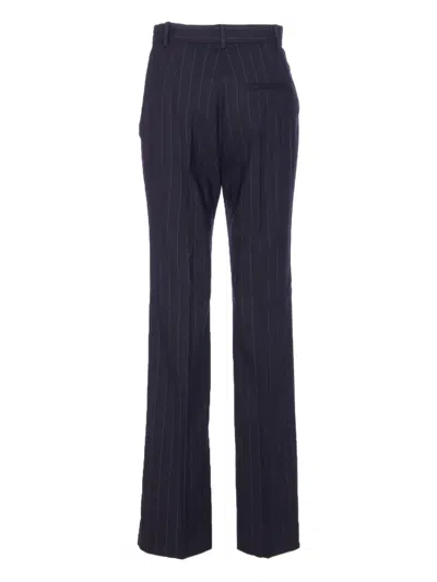 Pinko Straight Chalk-striped Trousers In Wool Blend In Blue