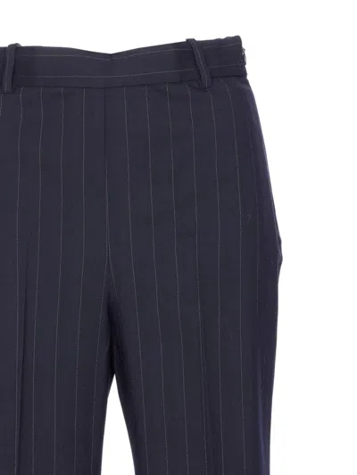 Pinko Straight Chalk-striped Trousers In Wool Blend In Blue