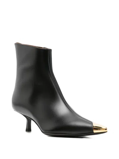 Giuseppe Zanotti Low Heels Ankle Boots In Black Leather In Multi