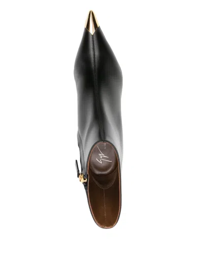 Giuseppe Zanotti Low Heels Ankle Boots In Black Leather In Multi