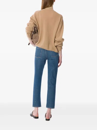 Alberta Ferretti V-neck Long Sleeve Knitwear Embroidered Detail In Neutral