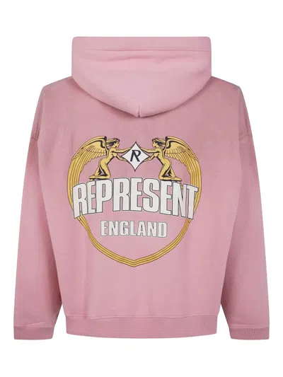 Represent Oversize Distressed Angel Border Graphic Hoodie In Pink