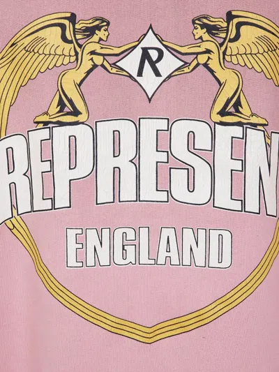 Represent Oversize Distressed Angel Border Graphic Hoodie In Pink