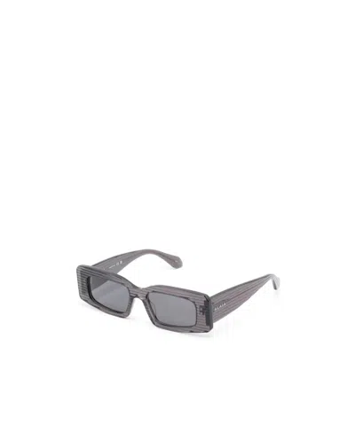 Alaïa Rectangular Frame Sunglasses Striped Pattern In Gray