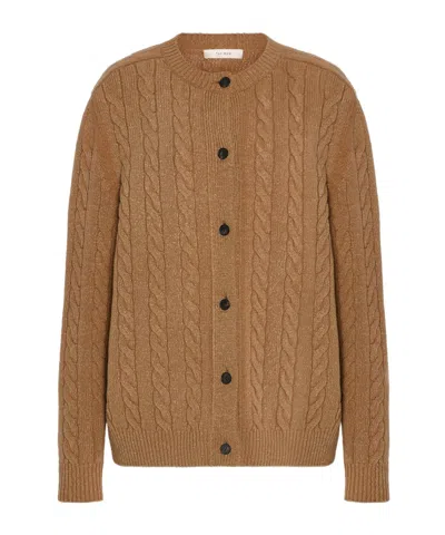 The Row Loneke Cable Knit Crewneck Cardigan In Multi