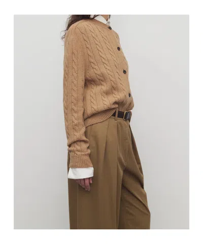 The Row Loneke Cable Knit Crewneck Cardigan In Multi