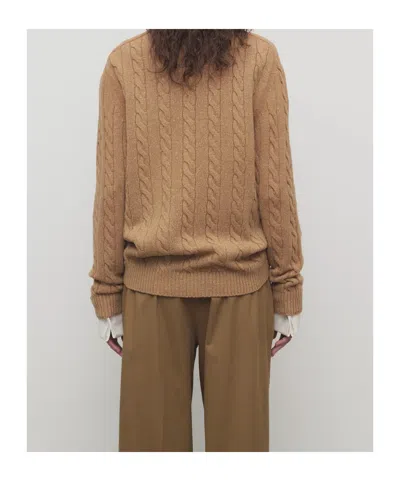 The Row Loneke Cable Knit Crewneck Cardigan In Multi