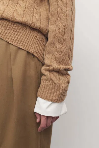 The Row Loneke Cable Knit Crewneck Cardigan In Multi