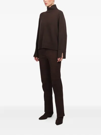 Allude Ribbed-trim Sweater In Brown