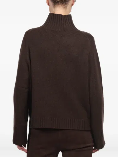 Allude Ribbed-trim Sweater In Brown