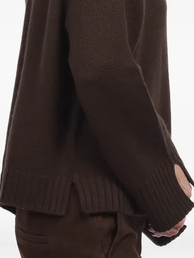 Allude Ribbed-trim Sweater In Brown
